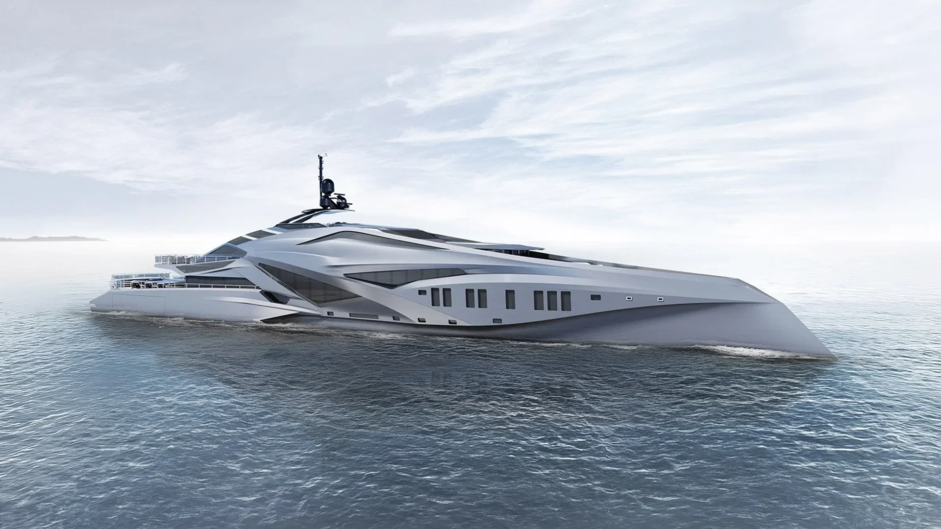 Dynamic view of VALKYRIE cruising forward with sharp, aerodynamic lines